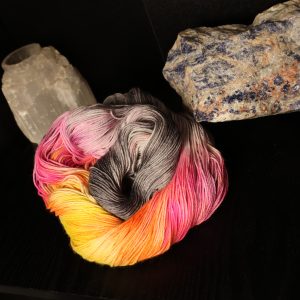 🔥🪶⚡ Electric Phoenix Pop — Neon Beastie Carnival - 100% Superwash Merino Sock 100g