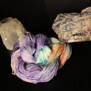 🎪🧜‍♀️ Prism Shell Siren — Neon Beastie Carnival on Titanium High Twist Sock 100g