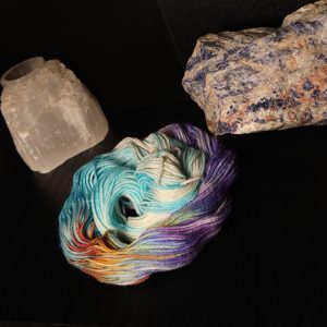 🎪🧜‍♀️ Prism Shell Siren — Neon Beastie Carnival on Platinum DK 100g