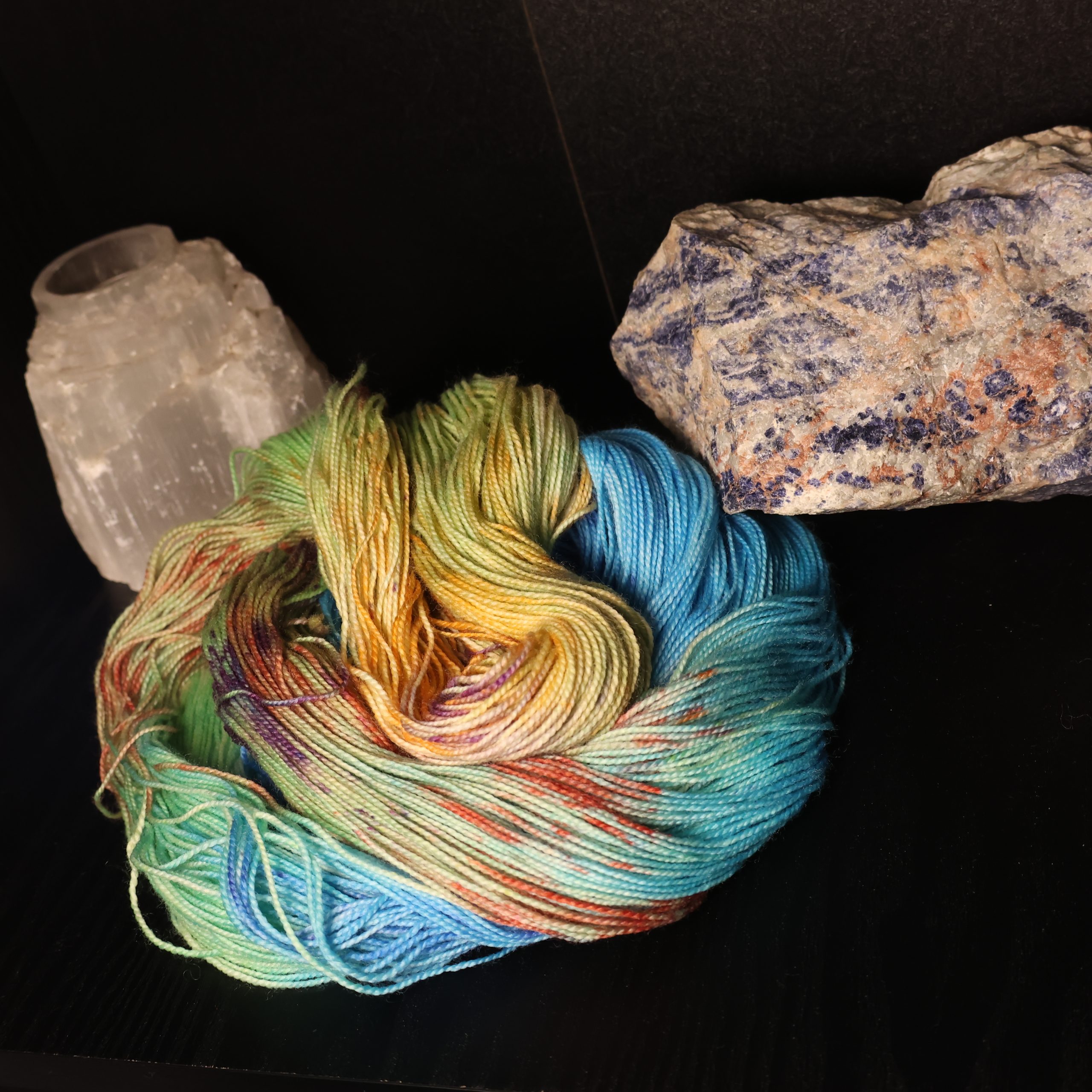 🐙🍬 Jellybean Kraken — Neon Beastie Carnival on Titanium High Twist Sock 100g