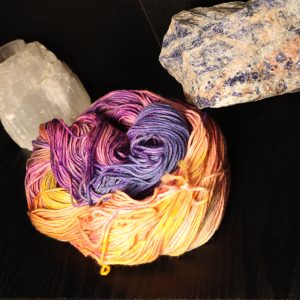 🦊✨🌈 Stardust Trickster Fox — Neon Beastie Carnival - Platinum DK 100g