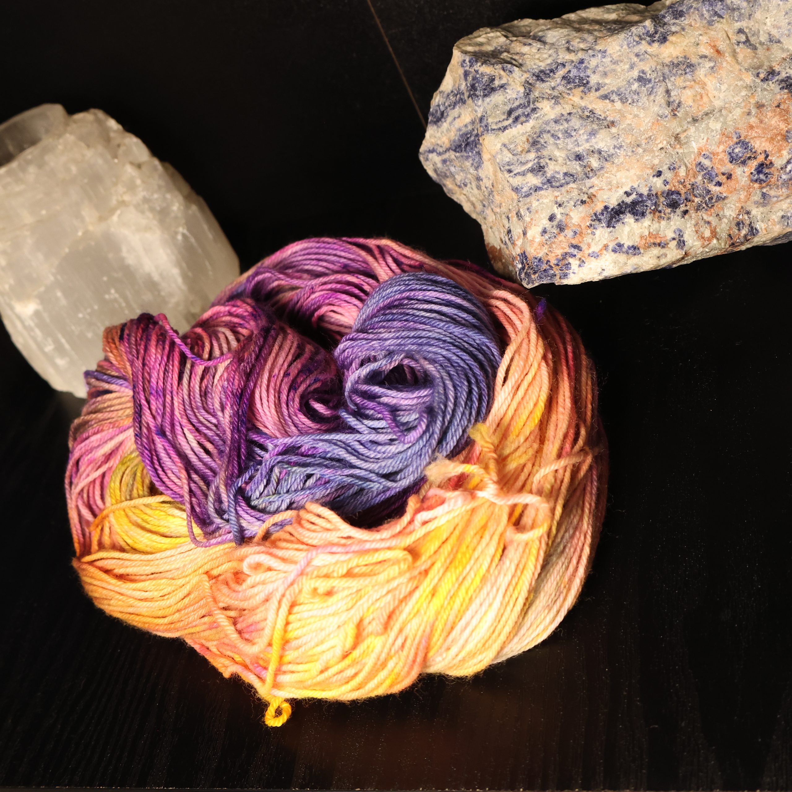 🦊✨🌈 Stardust Trickster Fox — Neon Beastie Carnival - Platinum DK 100g