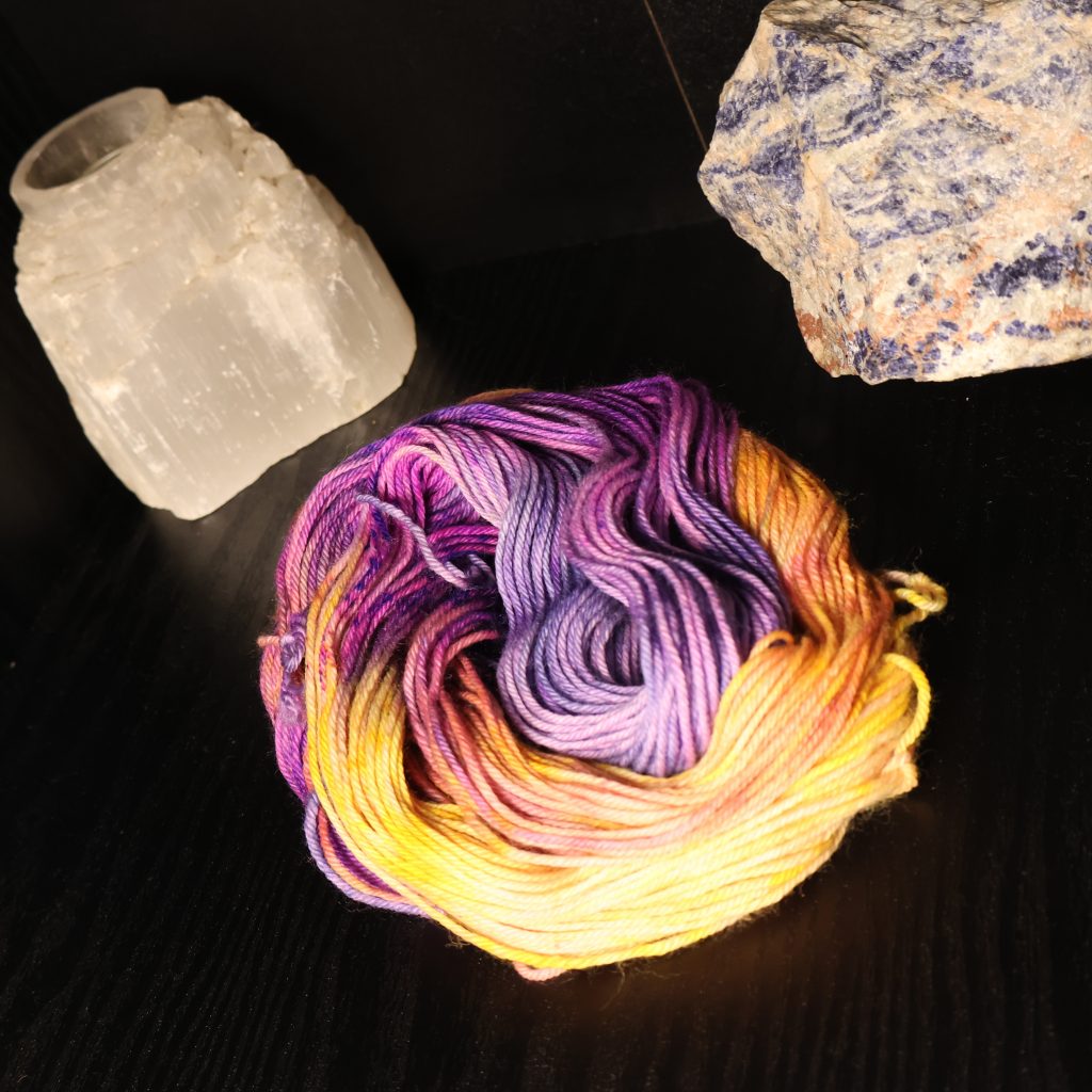 🦊✨🌈 Stardust Trickster Fox — Neon Beastie Carnival - Platinum DK 50g
