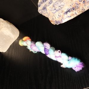 🎪🧜‍♀️ Prism Shell Siren — Neon Beastie Carnival on Platinum Merino Sock 20g