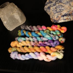 🎪✨ Neon Beastie Carnival – 6 x 10g Micro Skein Set on Platinum Sock