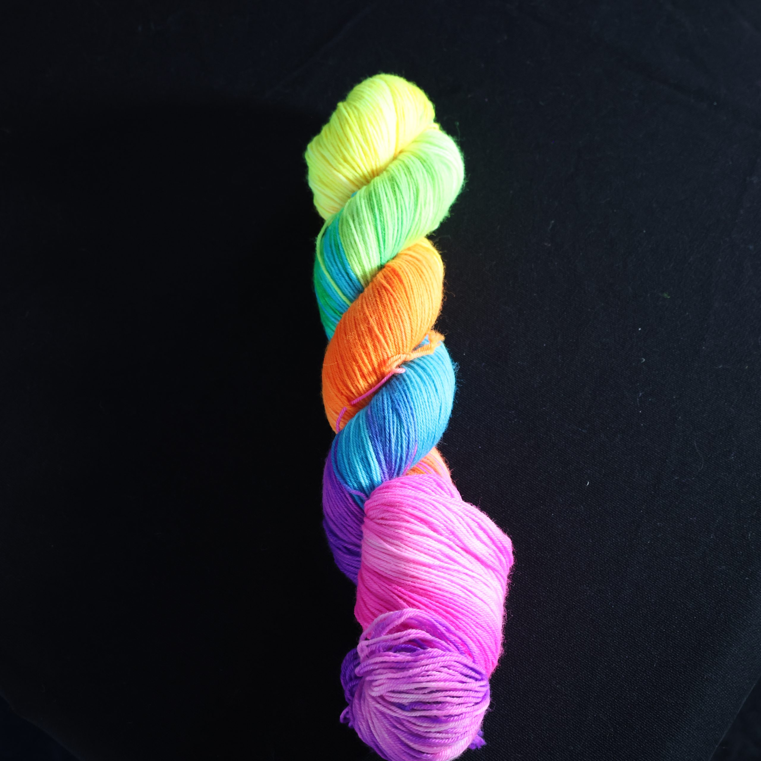 🌈 Drop Acid (Dye) and Stitch Rainbows - UV Reactive Rainbow Yarn - 100% Superwash Merino Sock - 100g - Image 3