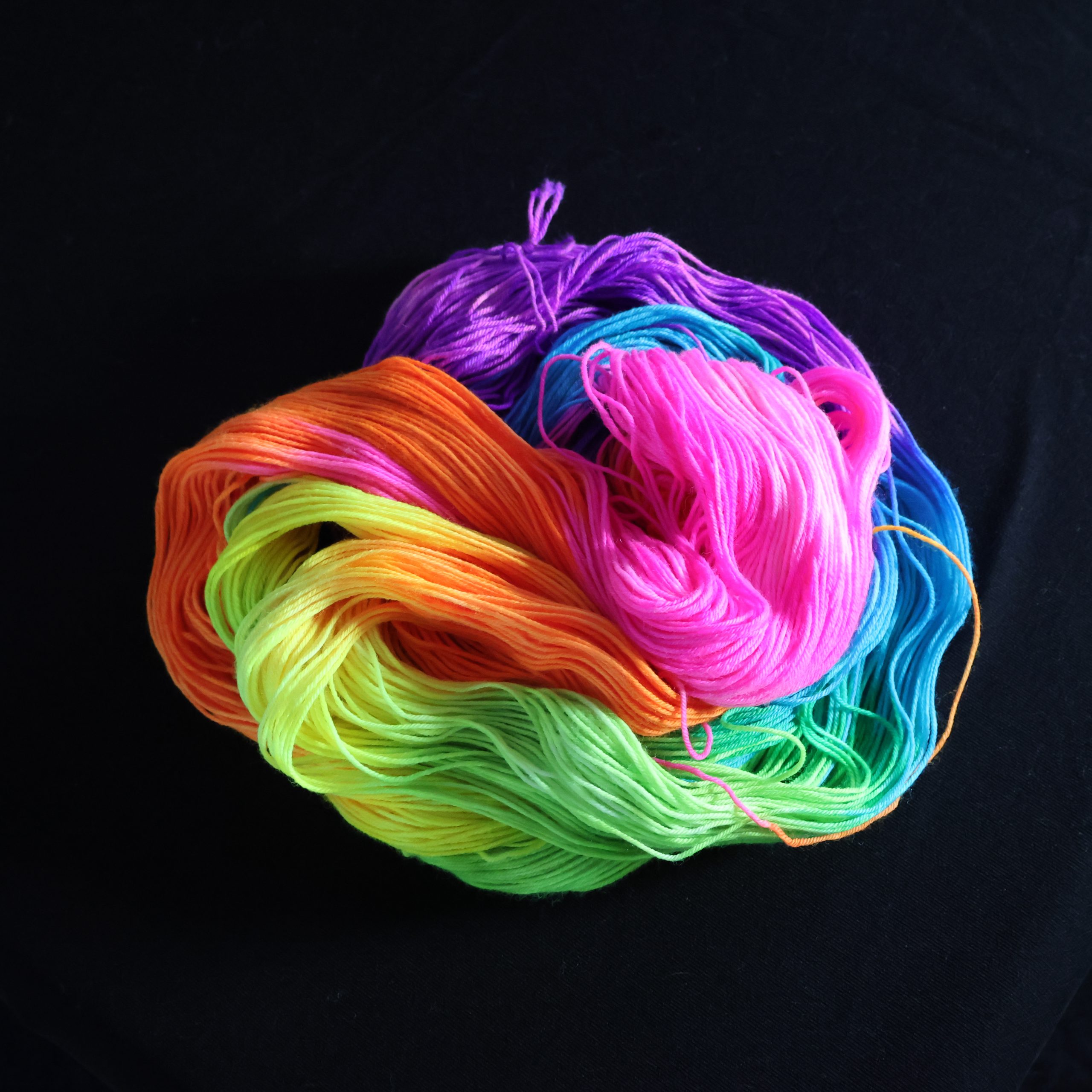 🌈 Drop Acid (Dye) and Stitch Rainbows - UV Reactive Rainbow Yarn - 100% Superwash Merino Sock - 100g - Image 2