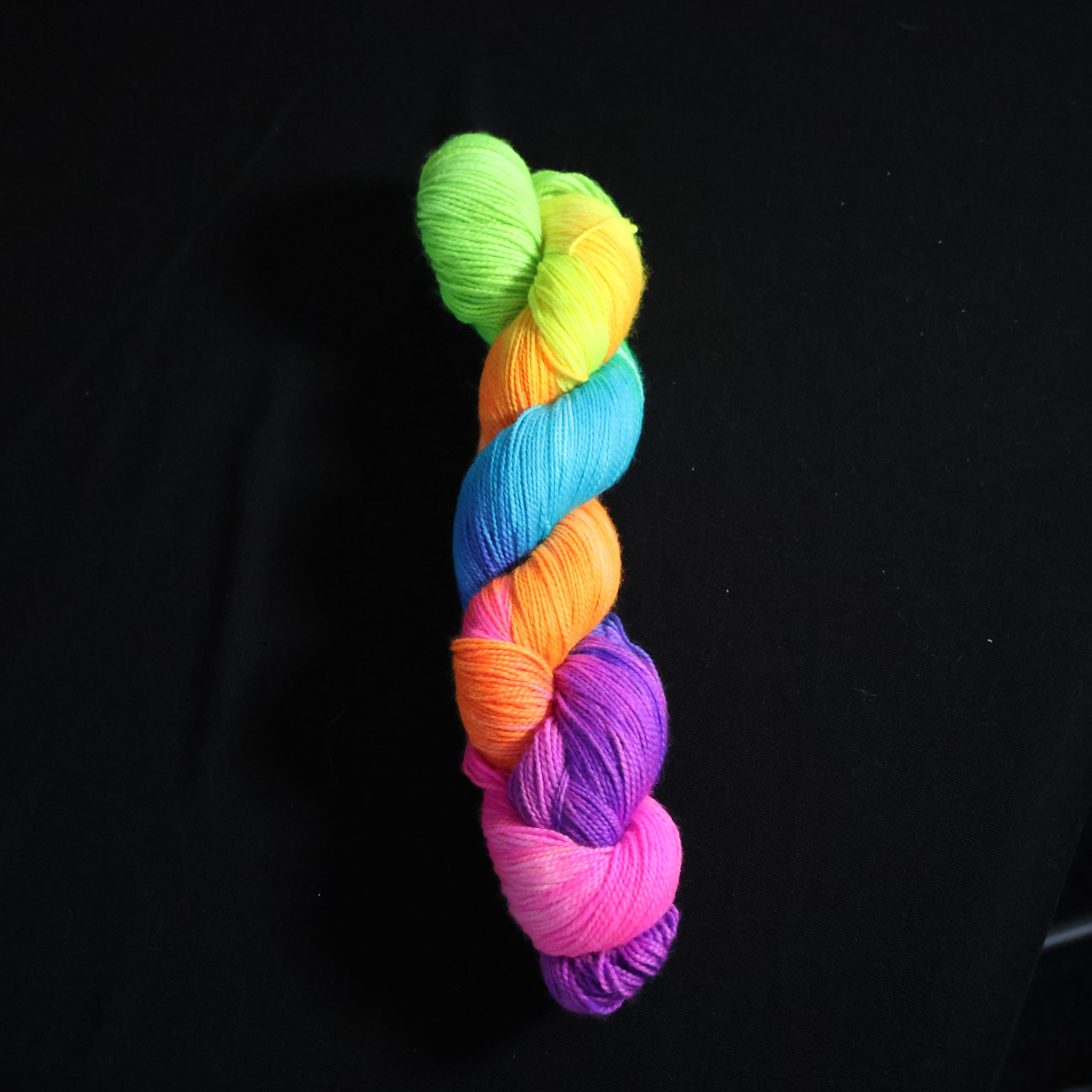 🌈 Drop Acid (Dye) and Stitch Rainbows - UV Reactive Rainbow Yarn - 75% Superwash Merino 25% Nylon High Twist Sock - 100g - Image 3