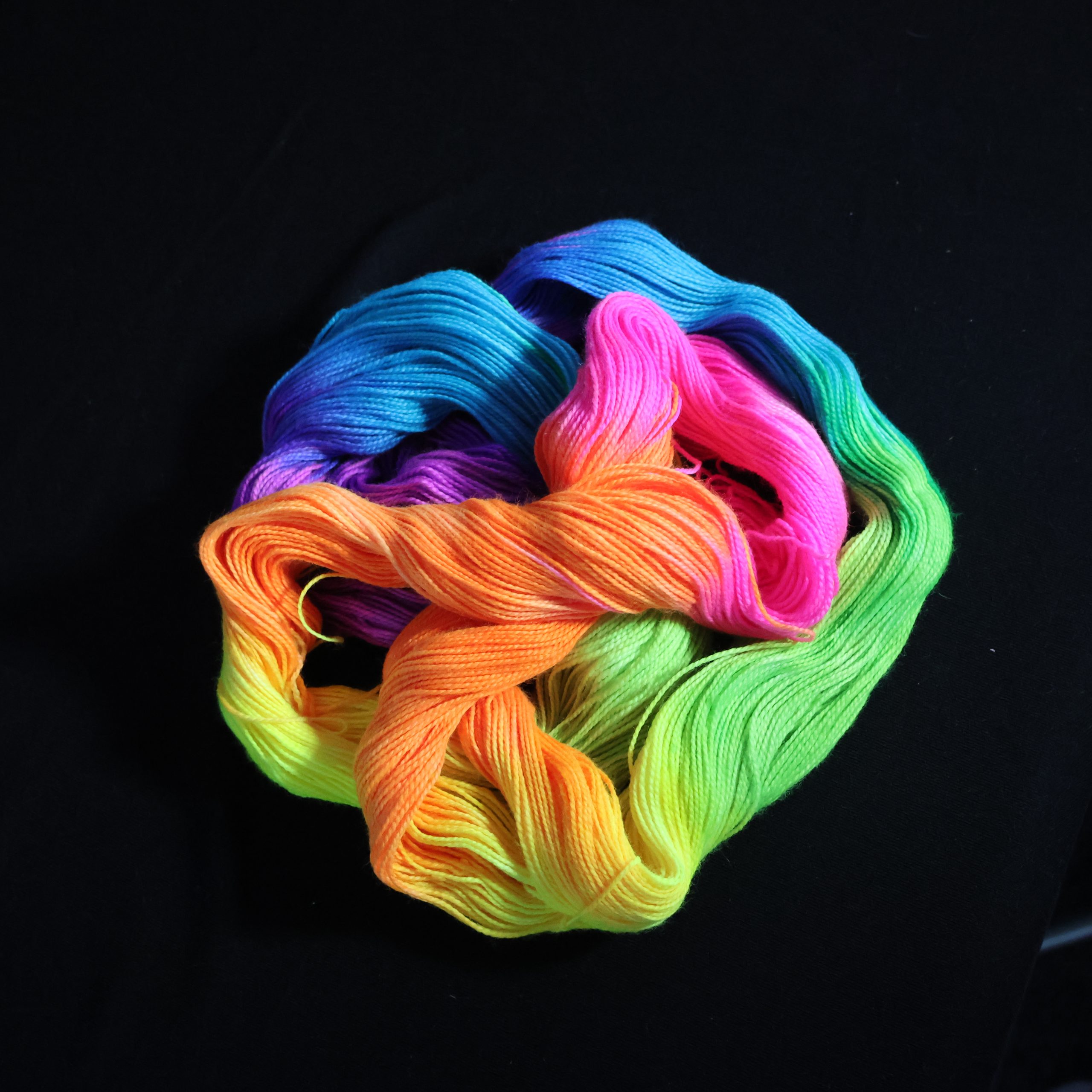 🌈 Drop Acid (Dye) and Stitch Rainbows - UV Reactive Rainbow Yarn - 75% Superwash Merino 25% Nylon High Twist Sock - 100g - Image 2