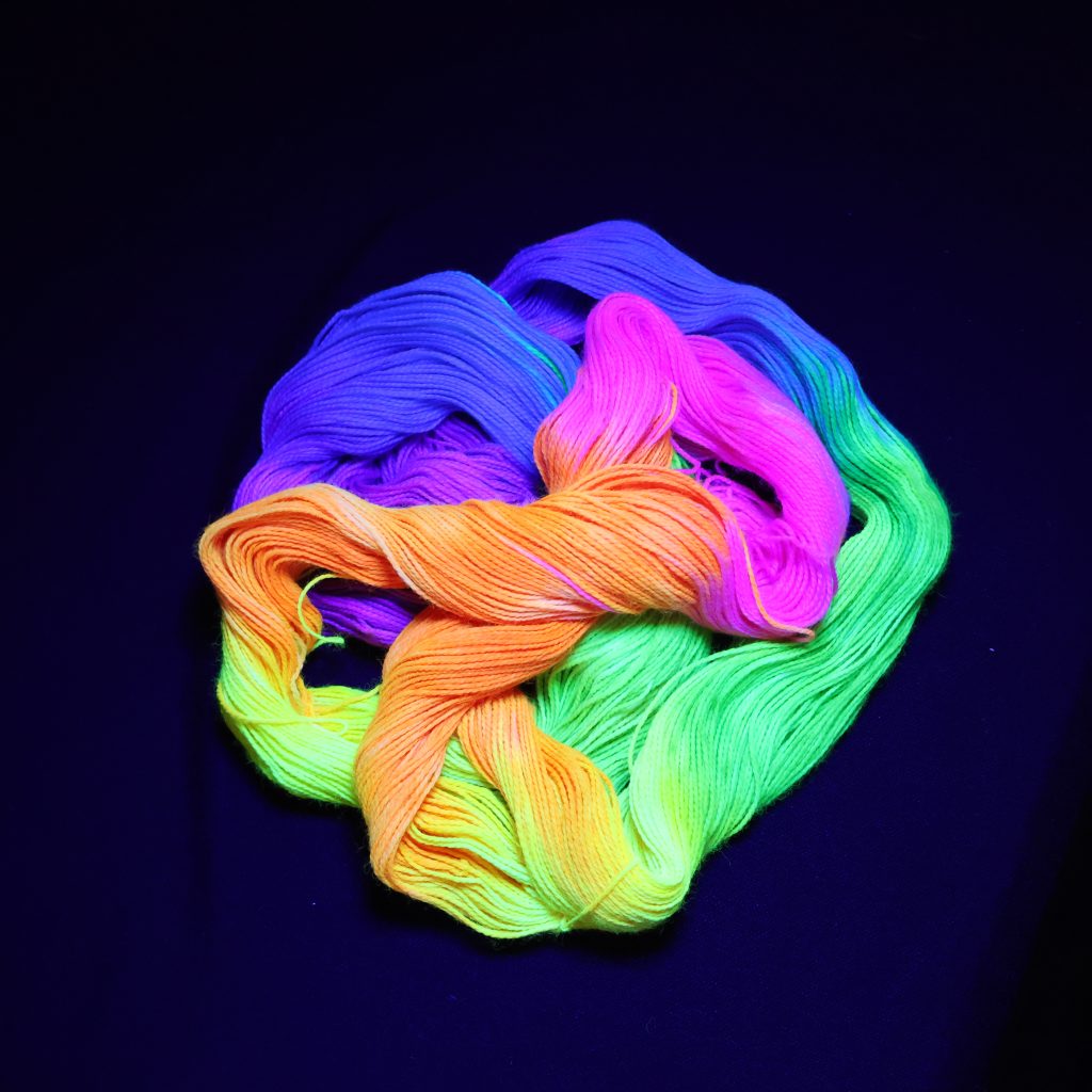 🌈 Drop Acid (Dye) and Stitch Rainbows - UV Reactive Rainbow Yarn - 75% Superwash Merino 25% Nylon High Twist Sock - 100g