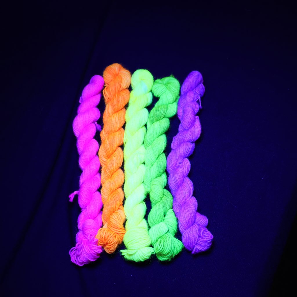 : 🌈✨ Neon Nights Mini Skein Set- 75% Superwash Merino 25% Nylon High Twist Sock