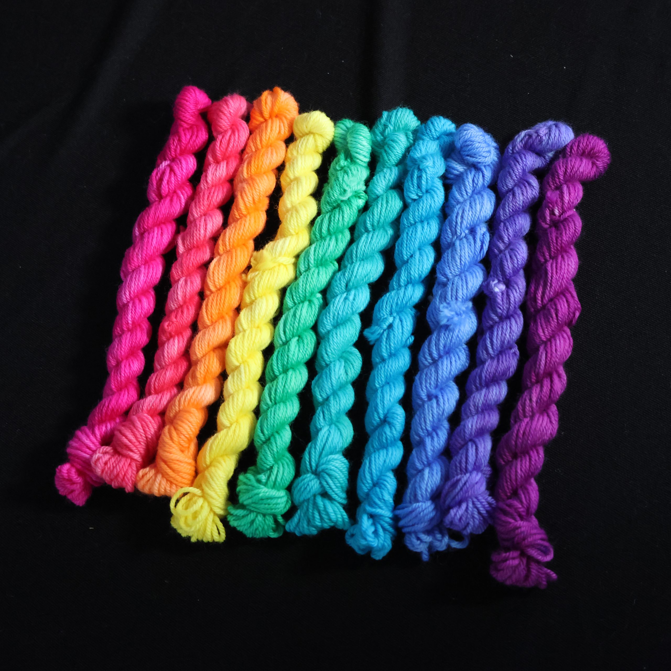 π Micro Skein Set: A Rainbow of Semi Solids- 75% Superwash Merino 25% Nylon DK