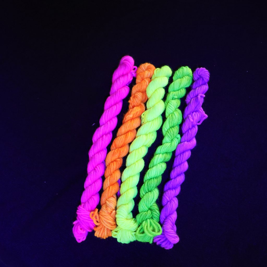 : 🌈✨ Neon Nights Micro Skein Set- 75% Superwash Merino 25% Nylon DK