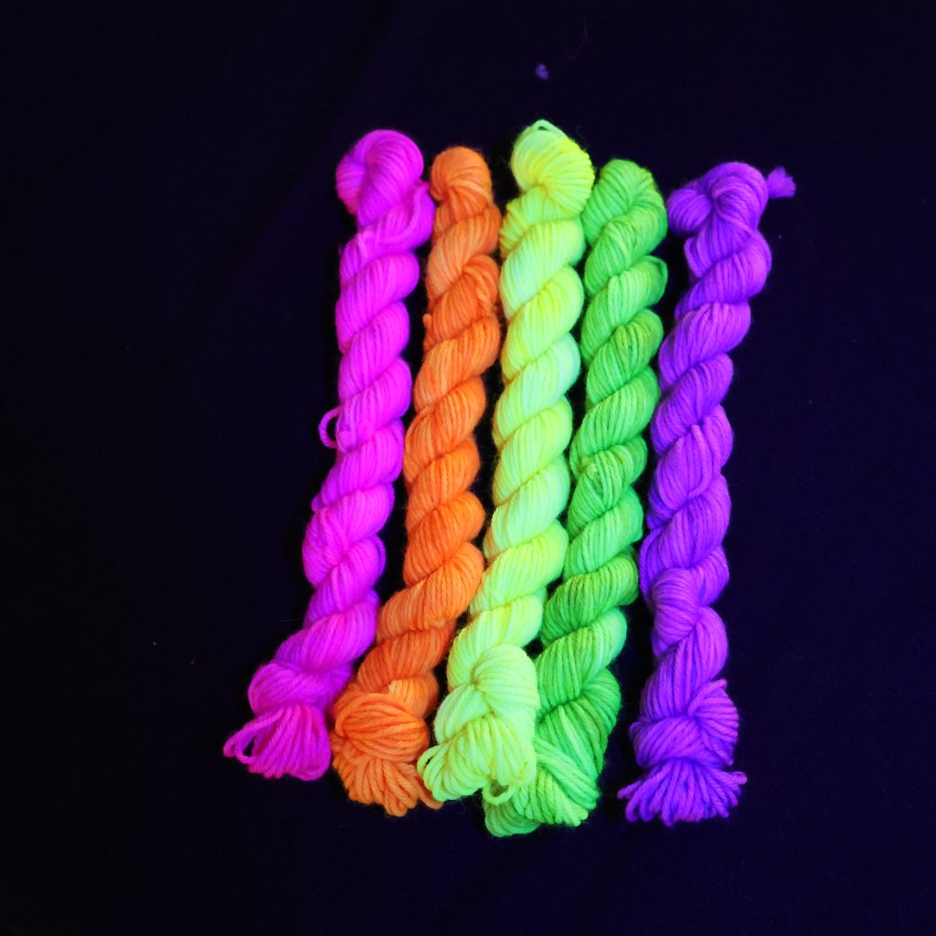 : 🌈✨ Neon Nights Mini Skein Set- 75% Superwash Merino 25% Nylon DK